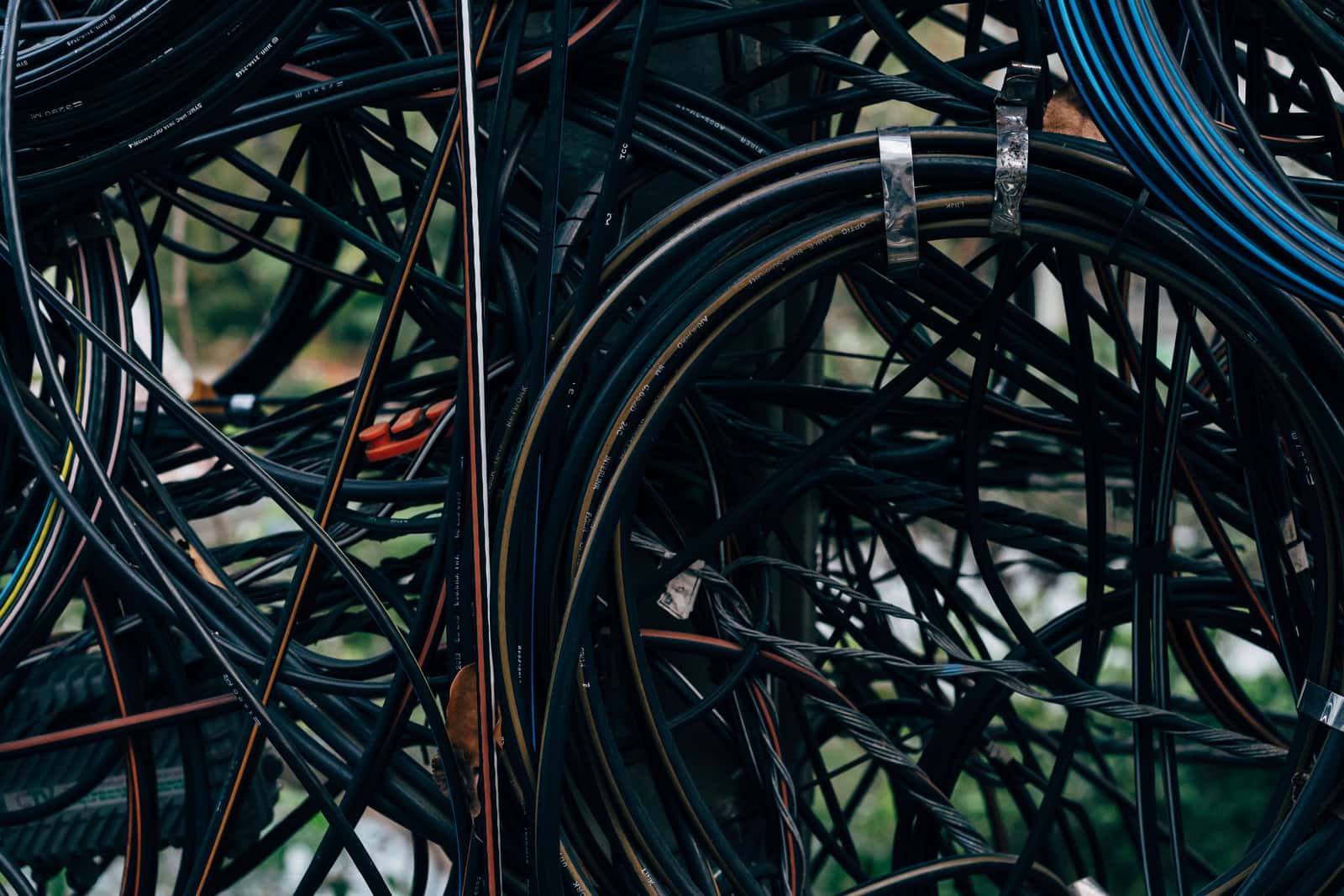 Electrical cable and wiring photographed close up