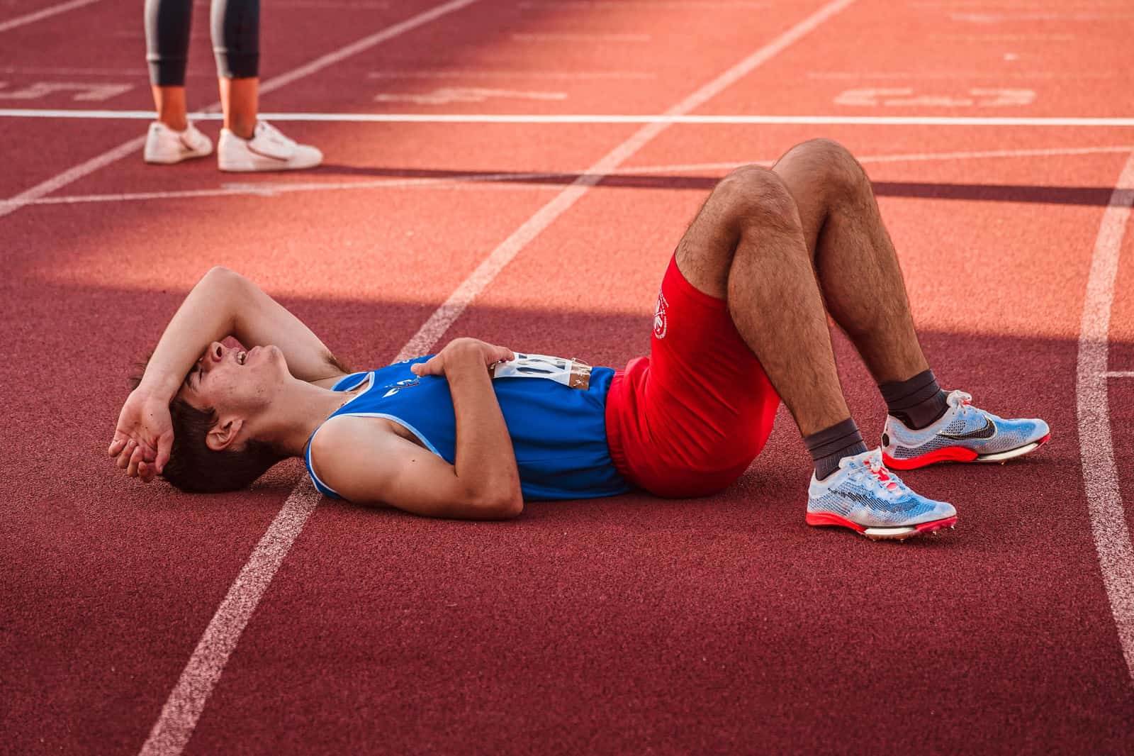 An athlete resting after training