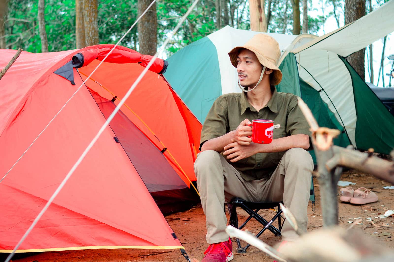 A portable sauna tent set up on a hard floor