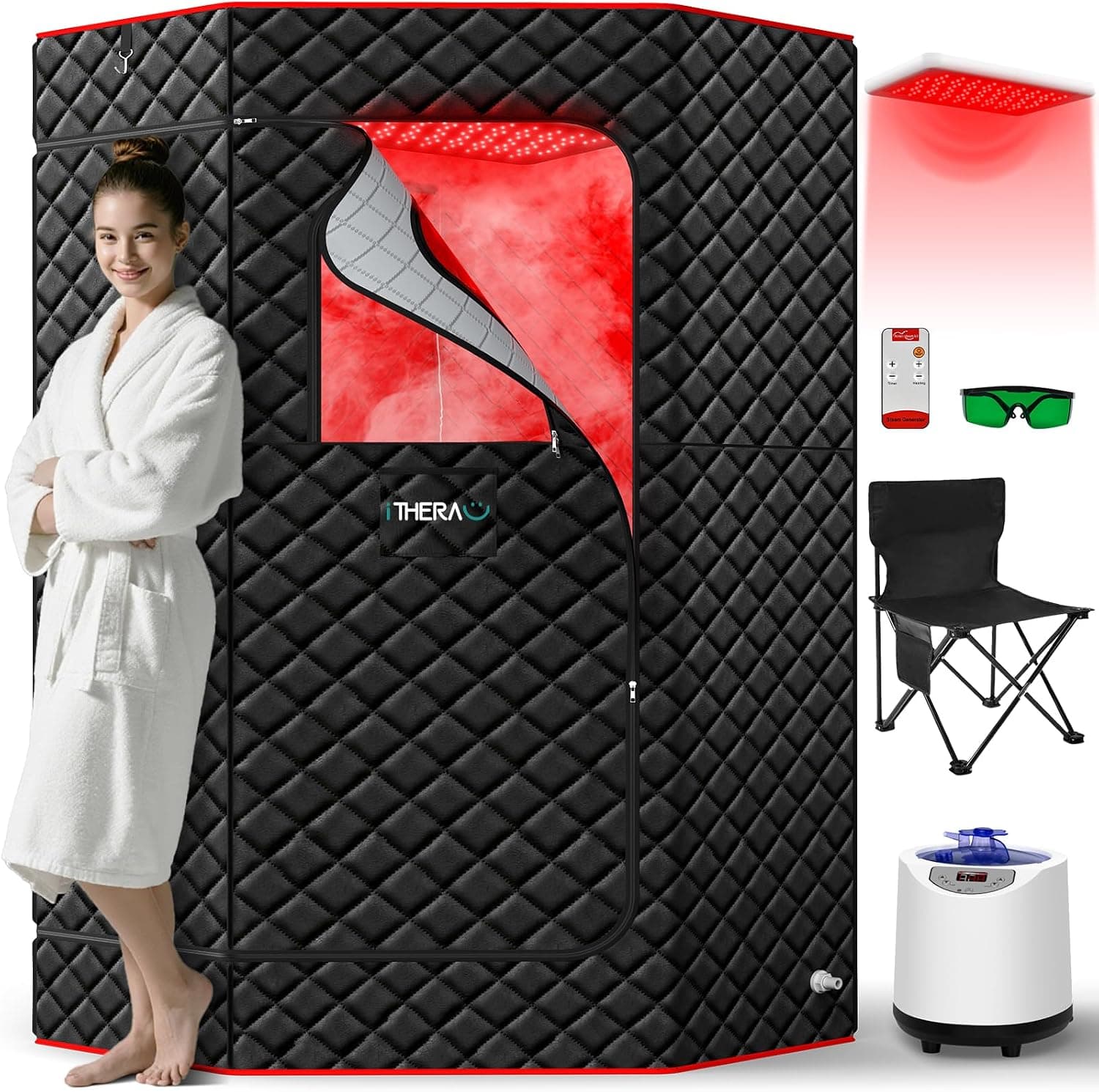 I-THERA-U XL Infrared Sauna Box with Red Light Lamp product photo